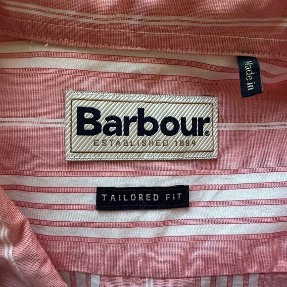 Barbour Striped Short Sleeve Button Down Tailored Fit Shirt Mens Size M Classic - Picture 5 of 8